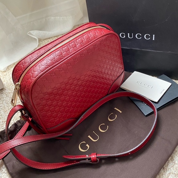 Gucci Bree Rosso Microguccissima Gg 449413 Red Leather Cross
